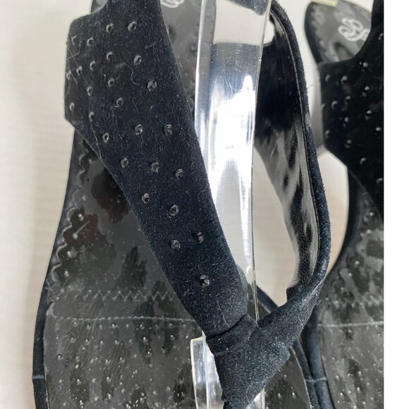 J Reneé NWOB Black Suede Rhinestone Embellished Cone Heel  Sandals  Size 10W - Picture 5 of 8